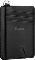 Slim Minimalist Front Pocket Wallet, RFID Blocking Credit Card Holder Wallet with Detachable D-Shackle for Men Women by Ecovision