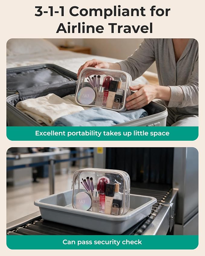 BAGSMART Toiletry Bag Hanging Travel Makeup Organizer with TSA Approved Transparent Cosmetic Bag Makeup Bag for Full Sized Toiletries, Large-Purple - Image 5