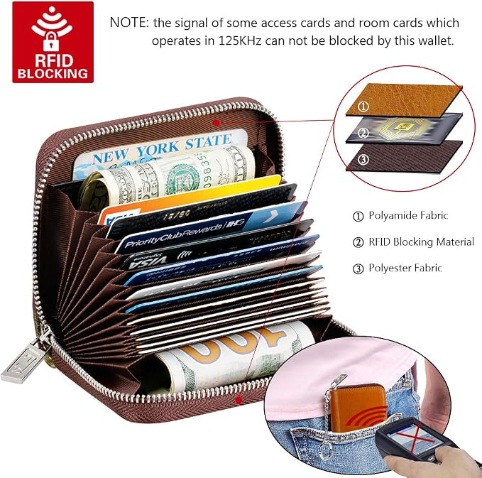 FurArt Zipper Wallet Women RFID Credit Card Holder keychain Wallet | ID Window RFID Blocking Compact Small business 15/16 slots - Image 5