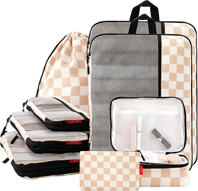 U+U 8 Set Compression Packing Cubes - Ultralight Travel Organizers by UU