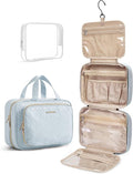 BAGSMART Toiletry Bag Hanging Travel Makeup Organizer with TSA Approved Transparent Cosmetic Bag Makeup Bag for Full Sized Toiletries, Large-Light Blue by BAGSMART