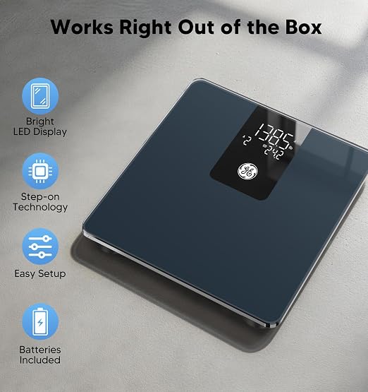 GE Bathroom Scale for Body Weight, Digital Smart Accurate 400 lb Weighing | Weight and BMI On-Scale Display, Bluetooth Electronic Home Weighing Machine for Weight and BMI Tracking, 11", Deep Black - Image 6