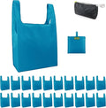 BeeGreen Light Blue Reusable Shopping Bags Wholesale Blue Reusable Grocery Bags Bulk Foldable-Machine Washable with Zipper Storage Pouch 20 Pieces by BeeGreen