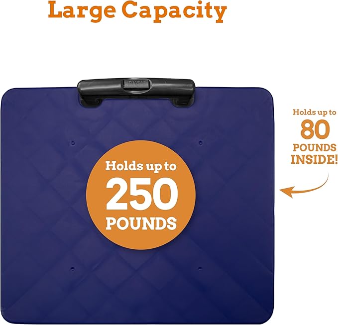 Inspired Living Collapsible Ultra-Slim Pack-N-Roll,2 Wheel Utility Cart w/Lid Used as Seat up to 250 Lbs, Telescopic Handle - Super Strong, for Home, Garden, Shopping, Office, School use, Large, Blue - Image 3