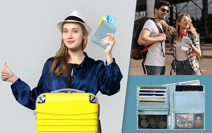 Chambray RFID Genuine Leather Passport Wallet - Image 6