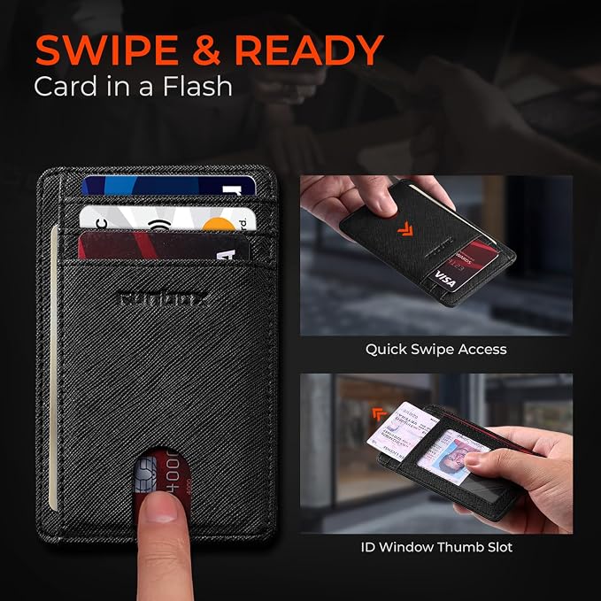 RUNBOX Slim Wallet for Men and Women, RFID Blocking Leather Card Holder | Minimalist 8-slot design fits IDs and credit cards in a thin profile for front pockets, purses, pants and travel - Image 6