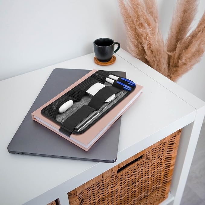 Portable Tech Organizer Attachable to Laptop for Electronics, Cables, Mouse, Power Bank, USB Adapter, Charger, Cellphone - Gray - Image 6