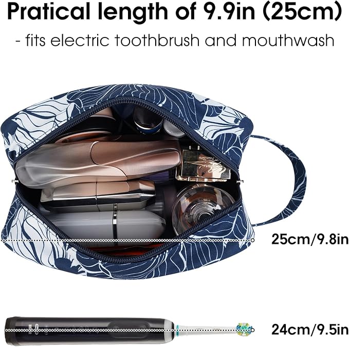 Narwey Travel Toiletry Bag for Women Traveling Dopp Kit Makeup Bag Organizer for Toiletries Accessories Cosmetics (Blue Lotus) - Image 2