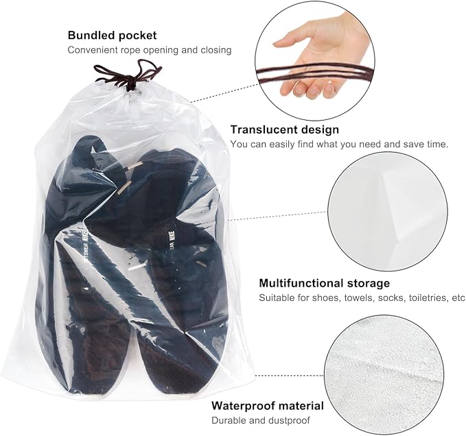 50 Pcs transparent Shoe Bags for Travel（11.8“ x 15.7”） - Image 3