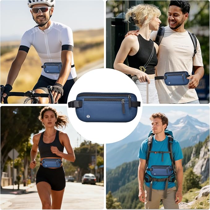 Travel Money Belt Hidden Passport Holder for Men/Women- RFID Blocking- Slim Anti-Theft Waist Wallet under Clothes,Travel Wallet Money Pouch, Travel Belt Fits Passport Phone Cash Cards (Navy Blue) - Image 7