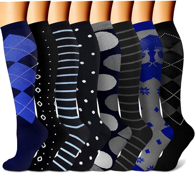 CHARMKING Compression Socks for Women & Men Circulation (8 Pairs) 15-20 mmHg Best Calf Socks Support for Athletic Cycling by CHARMKING