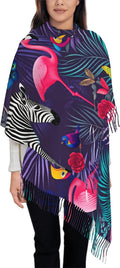 IBILIU Oversize Scarf for Women Floral Flower Purple Prune Color Scarf Tassel Scarves Fall Winter Shawl Wraps - 77.6 x 28.3in by IBILIU