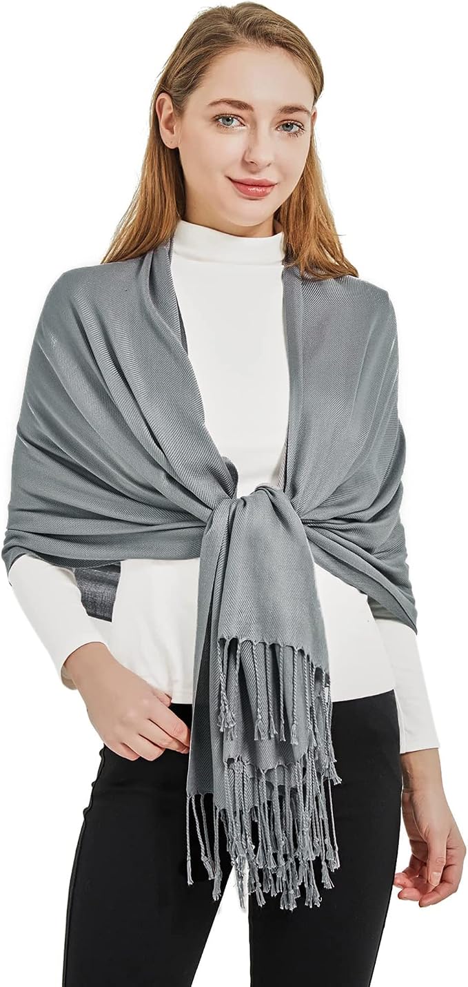 Soft Silky Pashmina Shawl Wraps Solid Colors Scarf for Wedding Evening Dresses by Ronfoxi