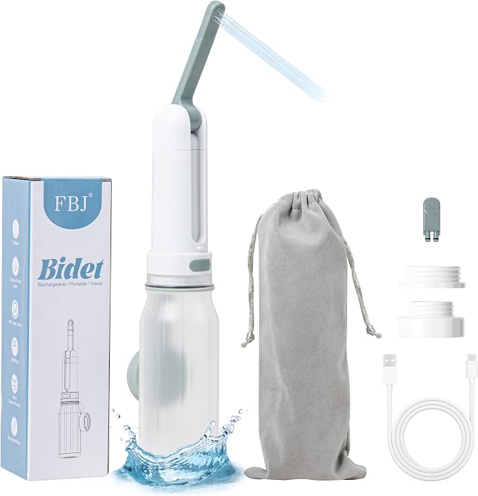FBJ Portable Bidet,Rechargeable Bidet for Travel,Electric Peri Bottle High Pressure Handheld Sprayer with 3 Spray Modes,IPX7 Waterproof Travel Bidet for Women,Men,Postpartum,Personal Hygiene by FBJHome