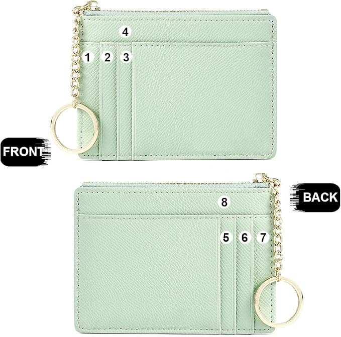 Valentoria Slim RFID Blocking Card Holder Small Pocket Wallet Keychian Zipper Coin Purse Mini Cash & Coin & Cards Case for Women Men | Slim - Image 3