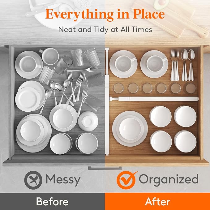 Lifewit 2.36" Upgrade Kitchen Drawer Dividers, Adjustable Drawer Organizer | 16"-22" Expandable White Drawer Separator for Clothes/Utensils, Dresser/Cabinet/Closet/Nursery Organization & Storage, 8 Pack - Image 7