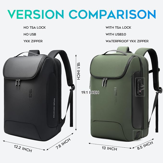 BANGE Anti-Theft Backpack with USB Charging Port 17.3 Inch Business Laptop Backpack - Image 6