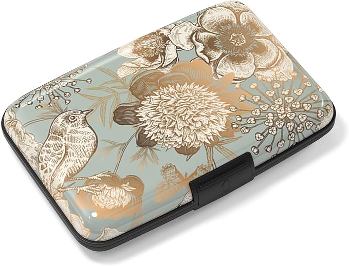 Rimilak Aluminuml Credit Card Holder,Butterfly Flower | Mini Credit Card Wallet RFID Blocking Slim Metal Hard Case for Women Men by Rimilak