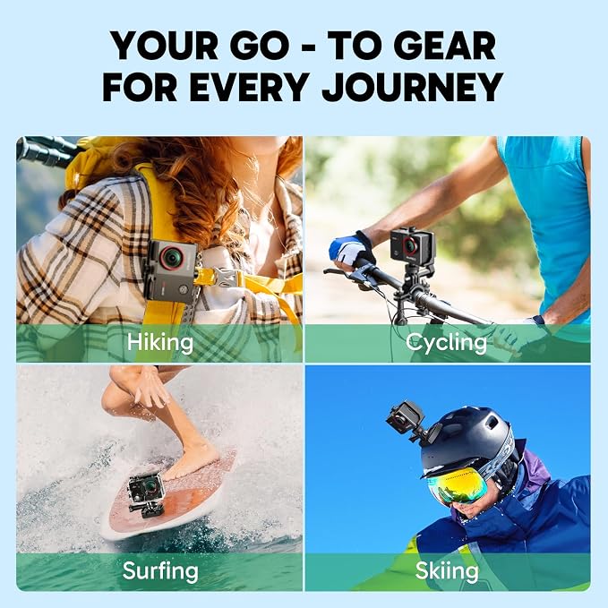 AKASO EK7000 Pro 4K30fps Action Camera with Touch Screen EIS 131ft Waterproof Underwater Camera Remote Control 5X Zoom with Helmet Accessories Kit (with 128GB MicroSD Card) - Image 9