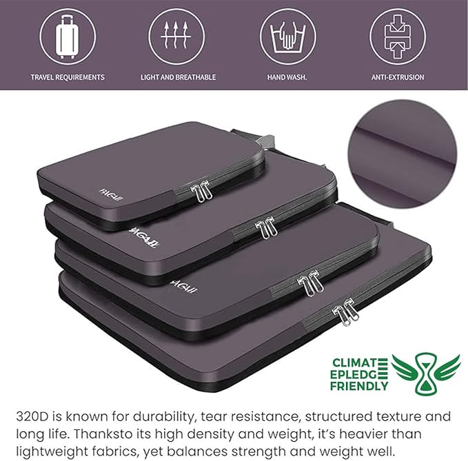 BAGAIL 4 Set/6 Set/8 Set Compression Packing Cubes Travel Accessories Expandable Packing Organizers (Cloth Pattern, 4-Dark Greyish) - Image 5