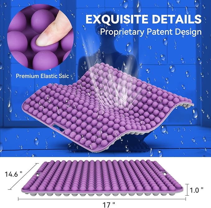 Purple Silicone Seat Cushion for Long Sitting Hours on Office & Home Chair, with 3D Non-Slip for Office Chair Cushions, Car Seats, Airplane Seat, Wheelchair Seat Cushions,Long Trips - Image 4