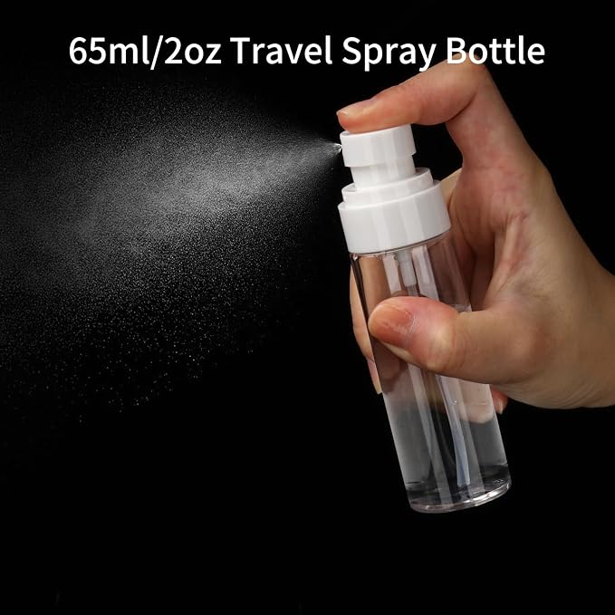 9 PCS Travel Bottles for Toiletries 3.4oz Pump Bottle Dispenser | TSA Approved, Leak Proof, Plastic Travel Size Containers, 2oz Spray Bottle, 0.35 Cream Jars, and a Toiletry Bag - Image 8