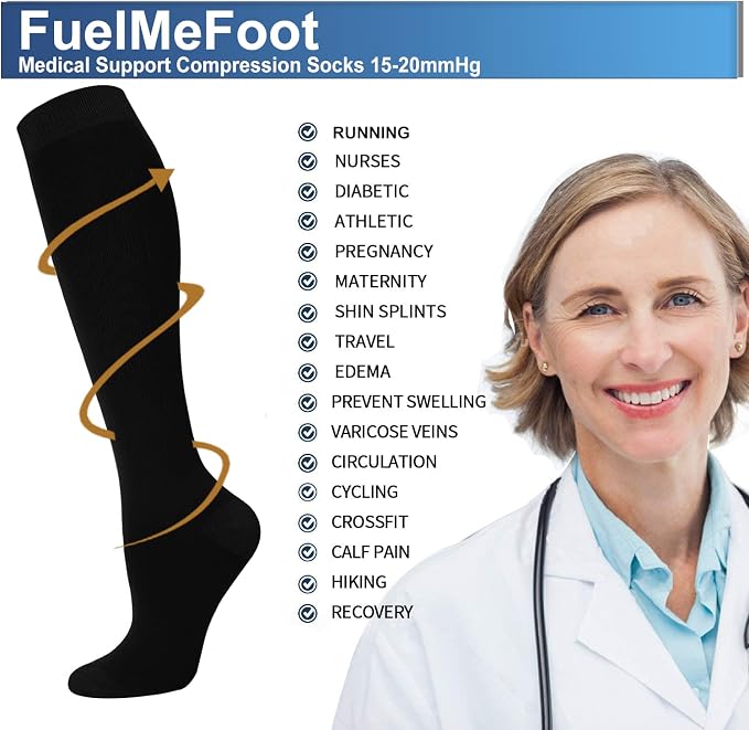 FuelMeFoot 3 Pack Copper Compression Socks - Compression Socks Women & Men Circulation - Best for Medical,Running,Athletic - Image 4