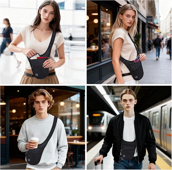 Crossbody Bag for Men Women Anti-Theft Money Belt for Travel Hidden Slim Passport Holder Mini Sling Bag Chest Belt Under Clothes to Protect Cash, Credit Cards, Phone - Image 6