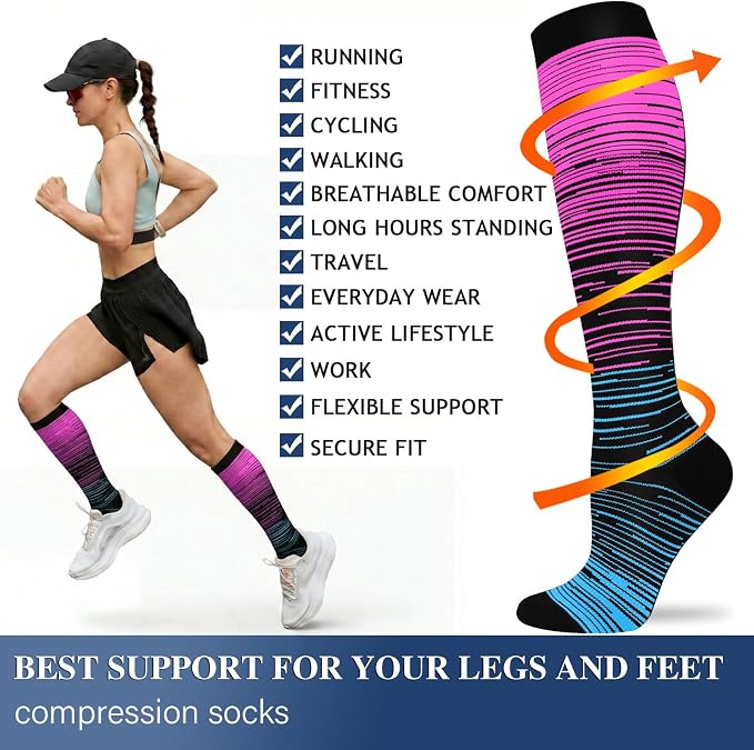Sooverki Compression Socks for Women and Men Circulation (3/4 Pairs) is Best Support for Running Athletic Cycling Hiking - Image 6