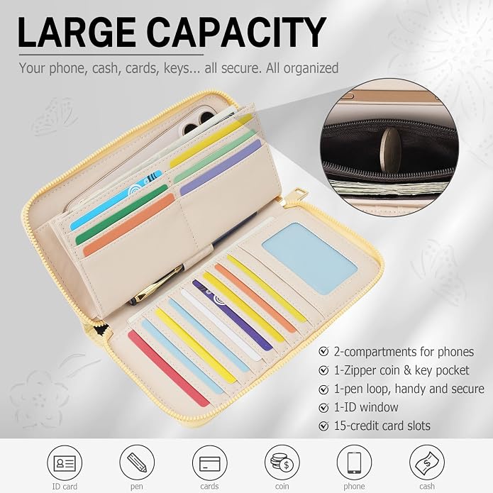 RFID Wallet Women Large Capacity Sunflower Wristlet Wallets for Women Clutch Ladies Cell Phone Purse - Image 5