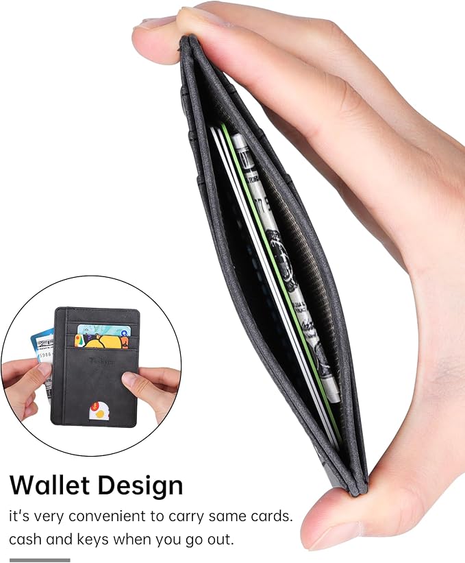 Teskyer Slim Minimalist Wallet for Men, RFID Front Pocket Card Holder | Ultra Slim Front Pocket Design, 8 Card Slots, RFID Protection, Smooth Faux Leather for Everyday Carry - Image 8