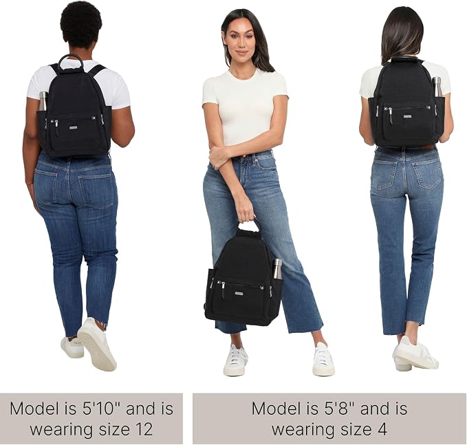 Baggallini womens New Classic Heritage With Rfid Phone Wristlet All Day Backpack, Sterling Shimmer, One Size US - Image 5