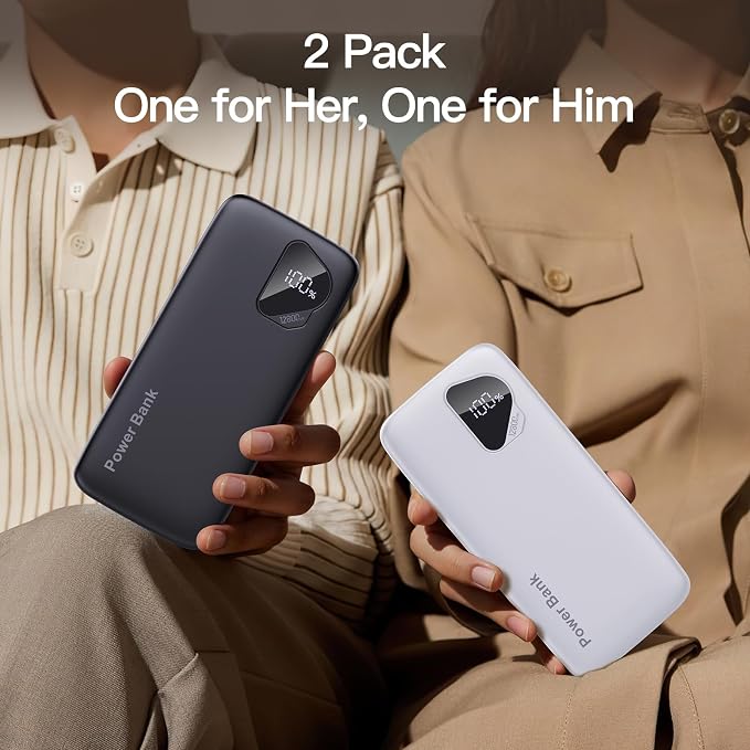 2026 2-Pack 10000mAh Portable Charger Battery Pack with Built in Cables | Travel Essential, 4 Outputs 2 Inputs Slim Power Bank for iPhone 17/16/15/14, Samsung Galaxy S23/22, Pixel etc - Image 6