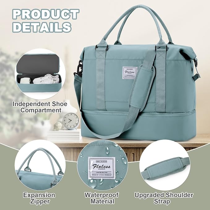Travel Duffel Bag, Sports Tote Gym Bag, Shoulder Weekender Overnight Bag for Women - Image 4