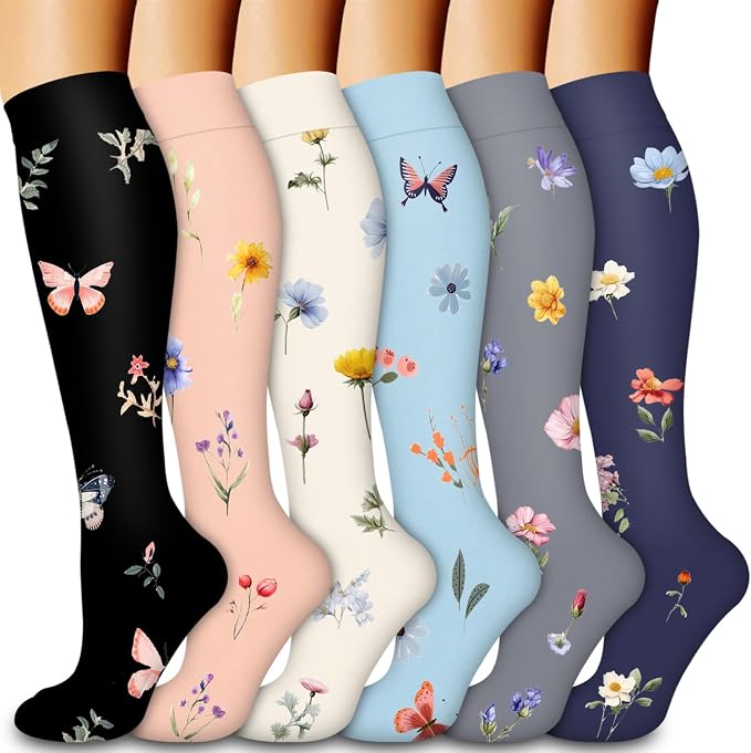Compression Socks for Women & Men Circulation(6 pairs)-Graduated Supports Socks for Running, Athletic Sports by LaiteHebe