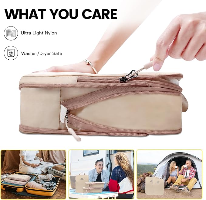PFEYRPK Lightweight Compression Packing Cubes for Suitcases, Compressible Expandable Travel Packing Organizer with Clear Toiletries and Backpack Bag, Travel Essentials for Carry on Luggage 7 Set - Image 5