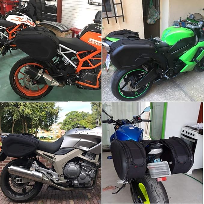 Motorcycle Saddlebags, Expandable Large Capacity Side Bags with Rain covers | Universal Detachable Saddle Bags with Reinforced Straps, Motorcycle Luggage Bag, Accessories Storage Bags, Seat Bag - Image 2