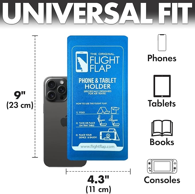 Airplane Phone Holder - Foldable Phone Stand for Plane Travel | Aluminum Build, 9 x 4.3 in. Matte Blue Finish, Tabletop Mount Desk, Plane Tray Seat back, Treadmill, Fits iPhone Cell Phone - Image 6