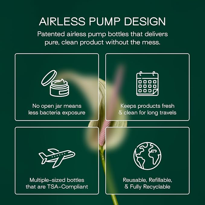 RIES Travel Bottles for Toiletries | Travel Size Containers | 5 Pack | Tsa Travel Bottles | Shampoo and Conditioner Leak Proof with Airless Pump | BPA Free Recycled Plastic & Dishwasher Safe - Image 6