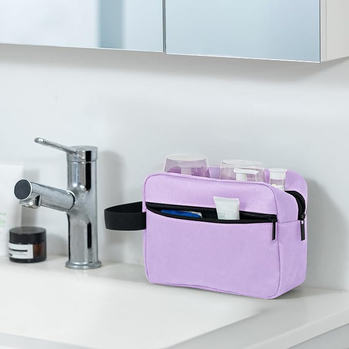 Elviros Travel Toiletry Bag for Women and Men,Lightweight Makeup Bag Hanging Dopp Kit with Shaving Compartment Cosmetic Organizer Small Tool Bag Travel Essentials,Gifts for Women(Lavender Purple) - Image 2