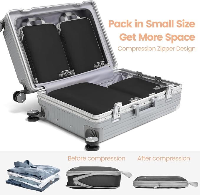 Cambond Compression Packing Cubes for Travel - Luggage Suitcase Organizer | Compression Zip Design for Space-saving, Expandable, Lightweight, Keep Clothes Sorted, Luggage Space Tidy, Carry on Pack Fast - Image 3