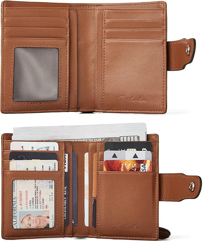 BOSTANTEN Leather Womens Wallet Small RFID Blocking Credit Card Holder | Removable ID Window, Zipper Coin Pocket, Bifold, Minimalist, Fits Small Purses, Daily Use, Ladies Gifts, Brown - Image 6