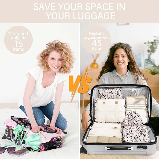 KPX 8 Set Packing Cubes for Travel, Luggage Packing Organizers Accessories Large Toiletries Bag for Clothes Shoes Cosmetics (Leopard) - Image 5