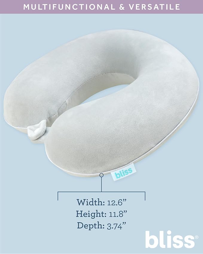 Bliss Neck Pillow Lightweight U-Shaped High Density Memory Foam | Structured Support for Rest on Flights, Car Rides or at the Office, Snap Closure Clips to Your Bag for Easy Carrying - Image 3