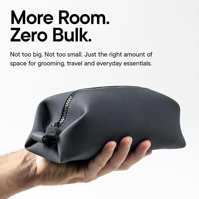 TOOLETRIES The Koby Dopp Kit Toiletry Bag – Lite 9" x 4.5" x 4.5", Charcoal | Compact silicone leak-resistant travel toiletry bag with a heavy-duty zipper that's easy to clean. - Image 2