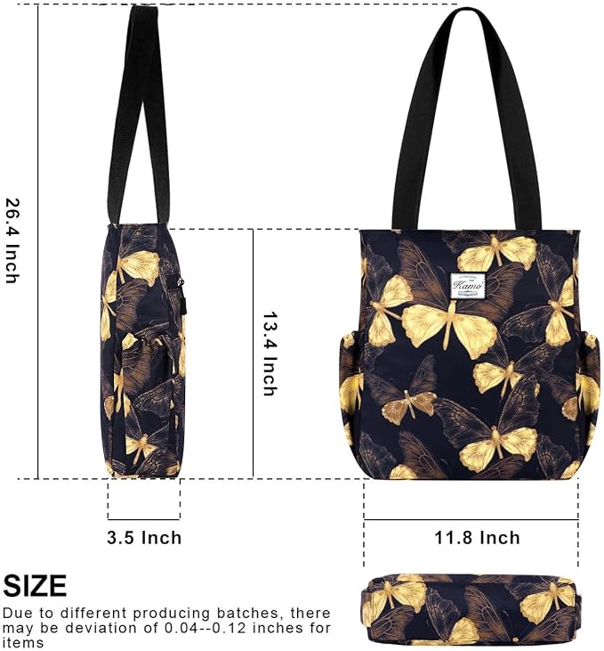 KAMO Floral Tote Bag - Waterproof Lightweight Handbags Travel Shoulder Bag for Hiking Yoga Gym Swimming Travel Beach - Image 3