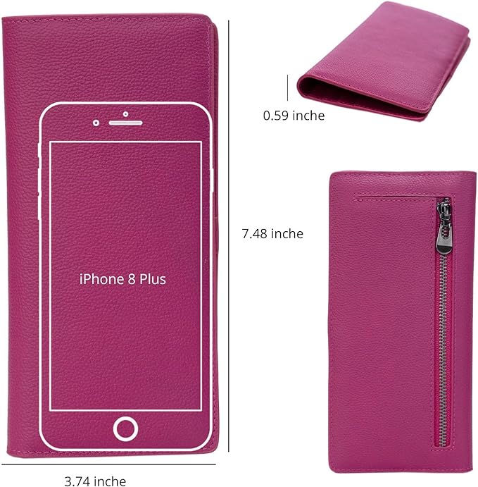 Bveyzi Ultra Slim Thin Leather RFID Blocking Credit Card Holder Bifold Clutch Wallets for Women - Image 5