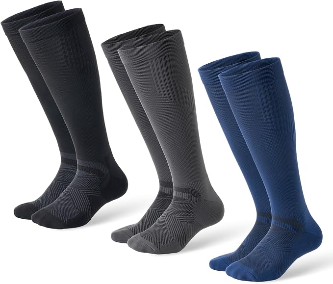 Compression Socks for Women and Men,Mild Support(3 Pairs) Unisex | Knee High,Graduated Compression,L/R Foot Labels,Breathable Fabric,Best for Flying/Nurses/Travel/Cycling/Pregnancy/Daily Wear by musesox