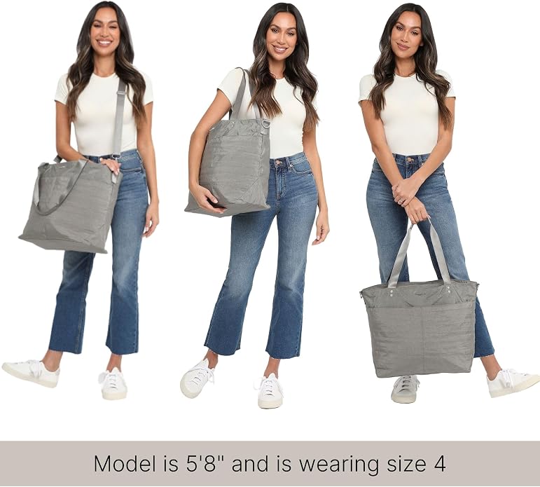 Baggallini Carryall Tote - Lightweight Nylon Zipper Top Weekender Travel Beach Bag w/Luggage Sleeve - Image 5