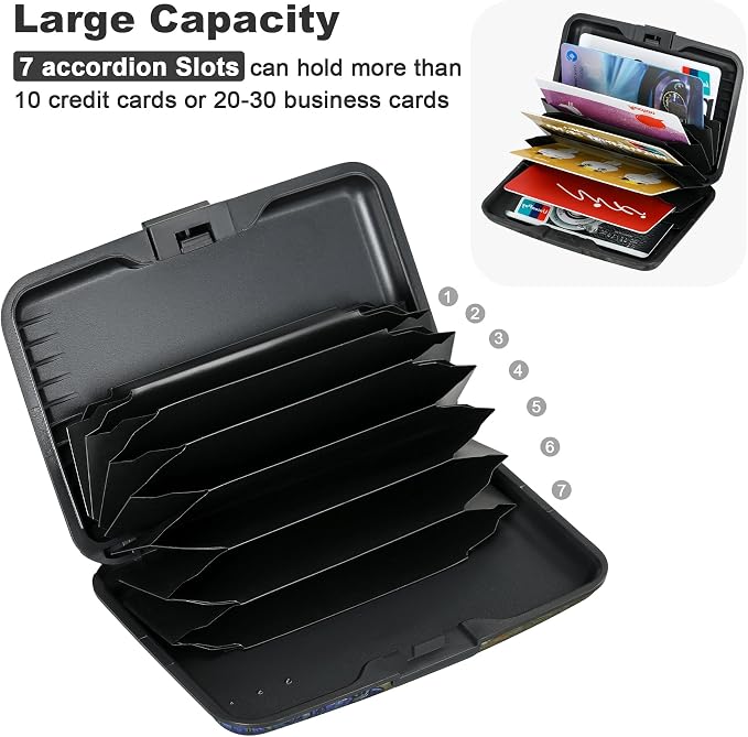 Mini RFID Aluminum Wallet Credit Cards Holder Business Card Case Metal ID Case for Men Women(Iris Flower) - Image 5